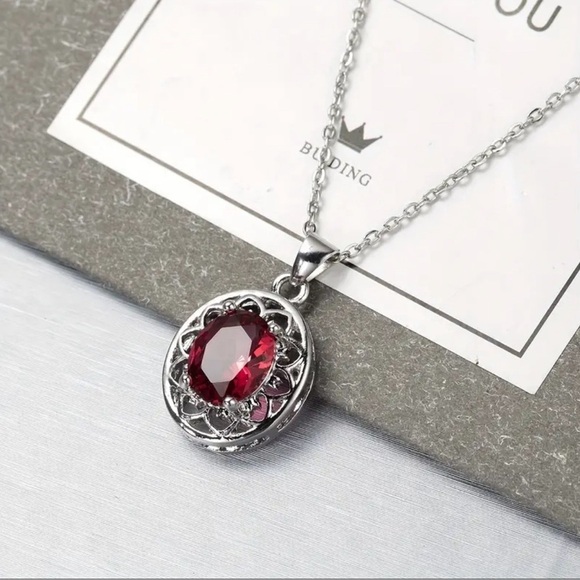 New! Hot Selling Rose Red Zircon Pendant Necklace - Picture 3 of 5